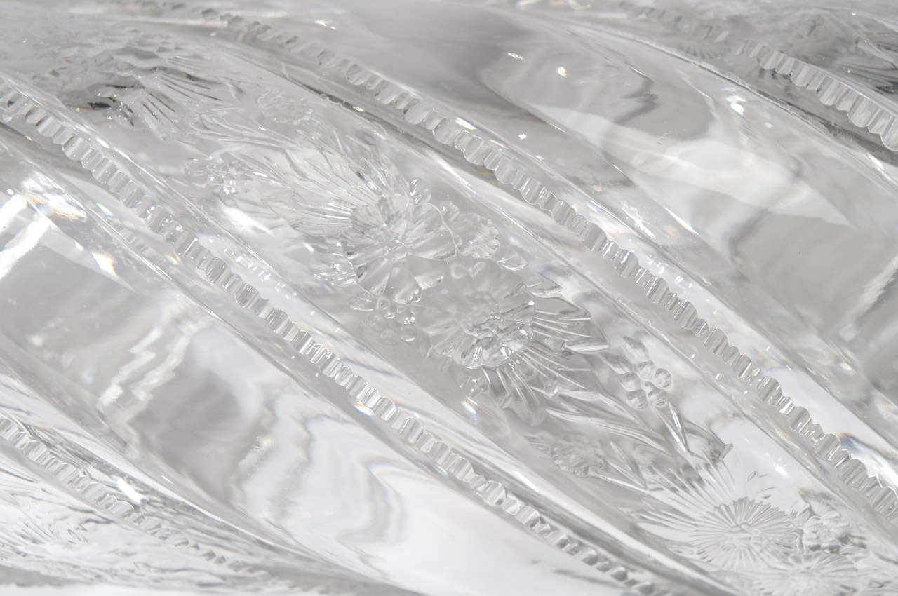 Vase monumental en cristal ABP avec découpe à la roue et monture en argent sterling en vente 1