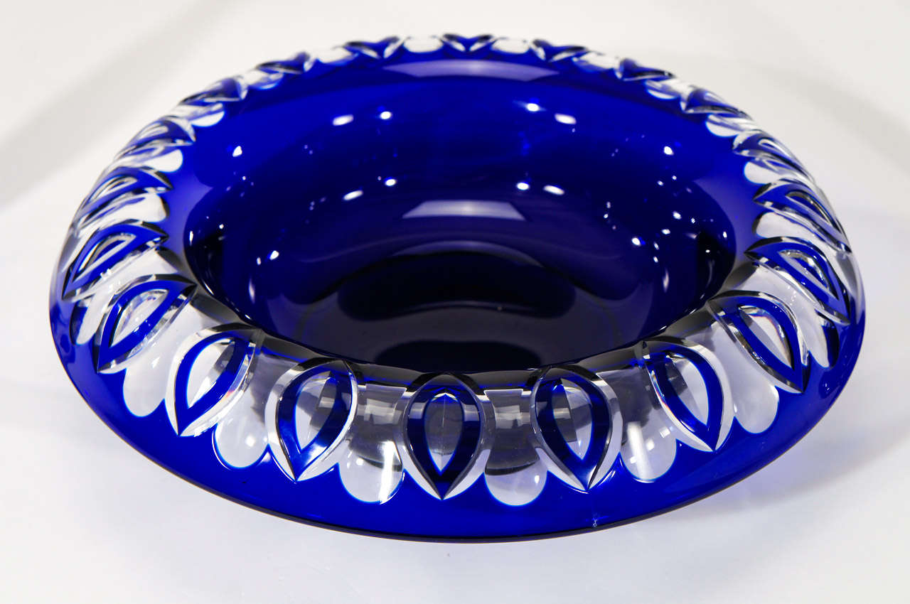 Val St. Lambert  Art Deco 3 Piece Cobalt Centerpiece Set 1