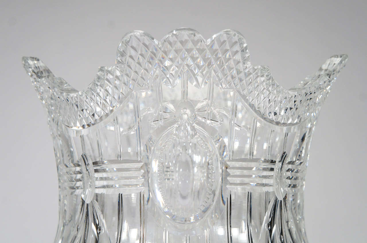 Georgian Webb 19th C.Hand Blown Wheel-Cut Crystal Wine Cooler For Sale