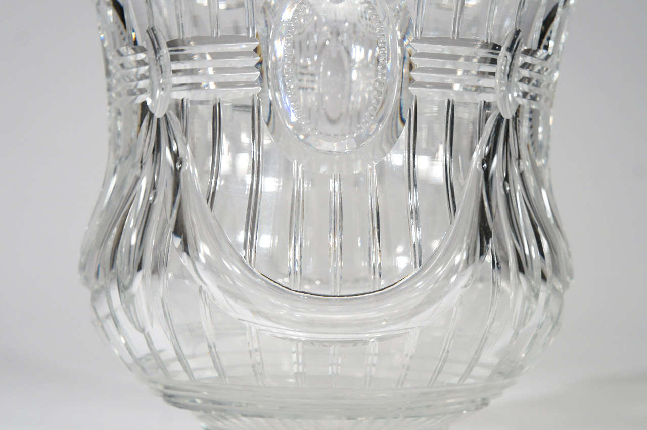 British Webb 19th C.Hand Blown Wheel-Cut Crystal Wine Cooler For Sale