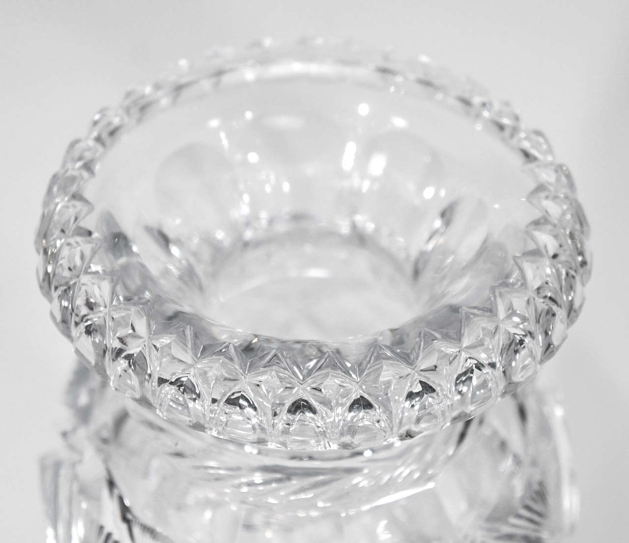 Pair of 19th C. AngloIrish Cut Crystal Mantle Vases W/ Square Bases