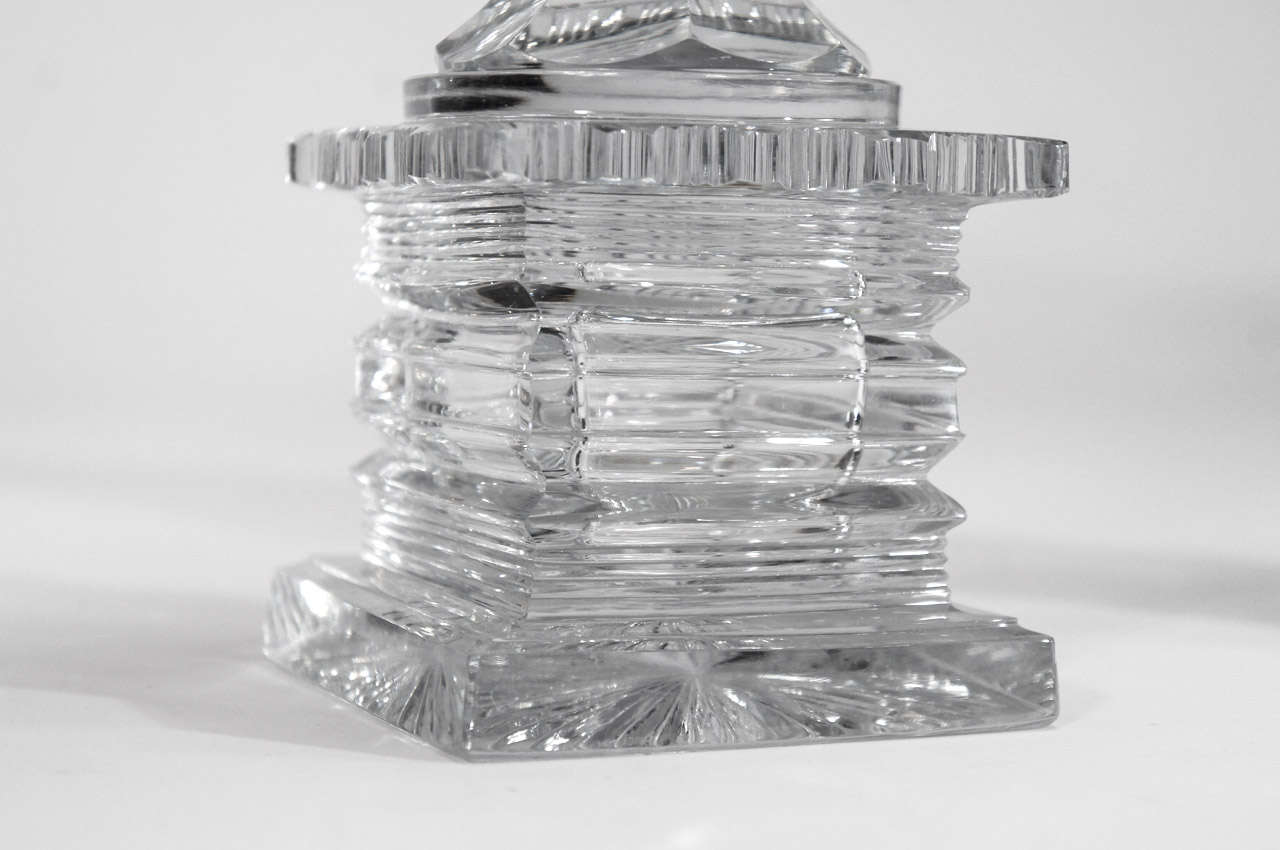 Pair of 19th C. AngloIrish Cut Crystal Mantle Vases W/ Square Bases