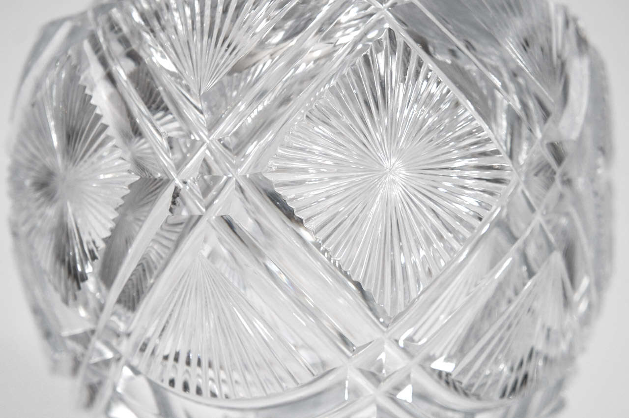 Pair of 19th C. AngloIrish Cut Crystal Mantle Vases W/ Square Bases