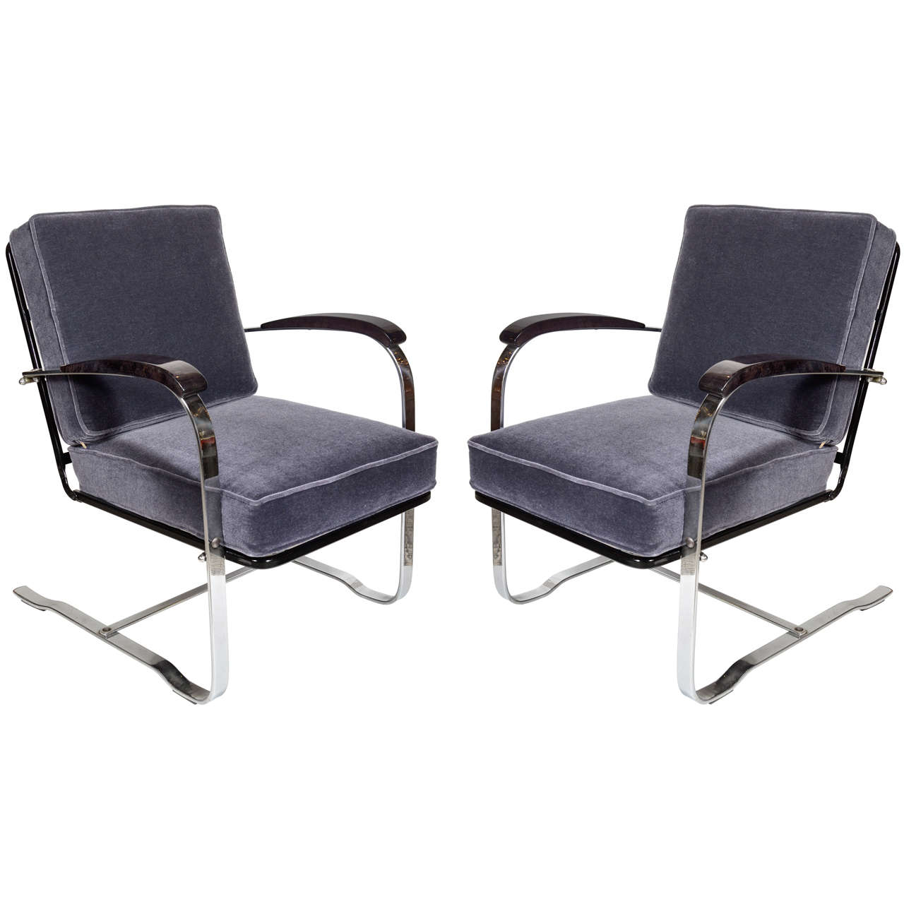 Pair of Art Deco Machine Age Chairs by Wolfgang Hoffman