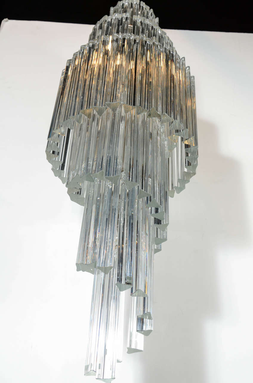Spiral Murano Triedre Crystal Chandelier By Camer In Excellent Condition In New York, NY