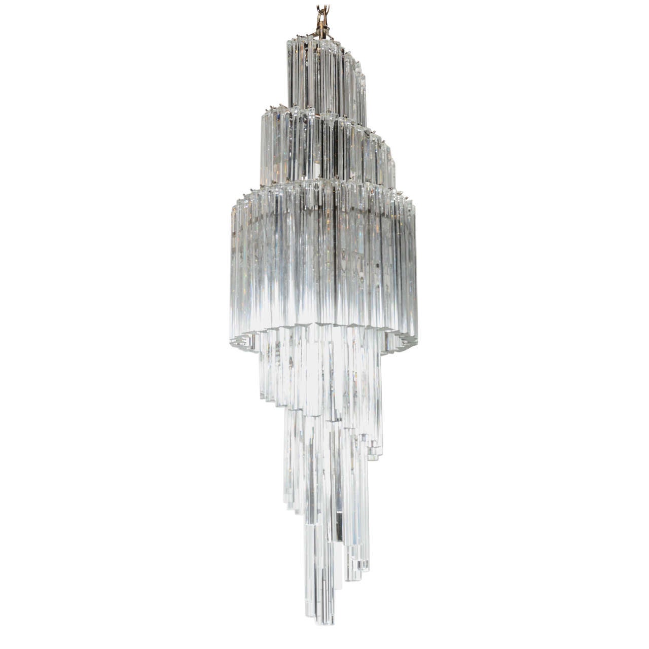 Spiral Murano Triedre Crystal Chandelier By Camer