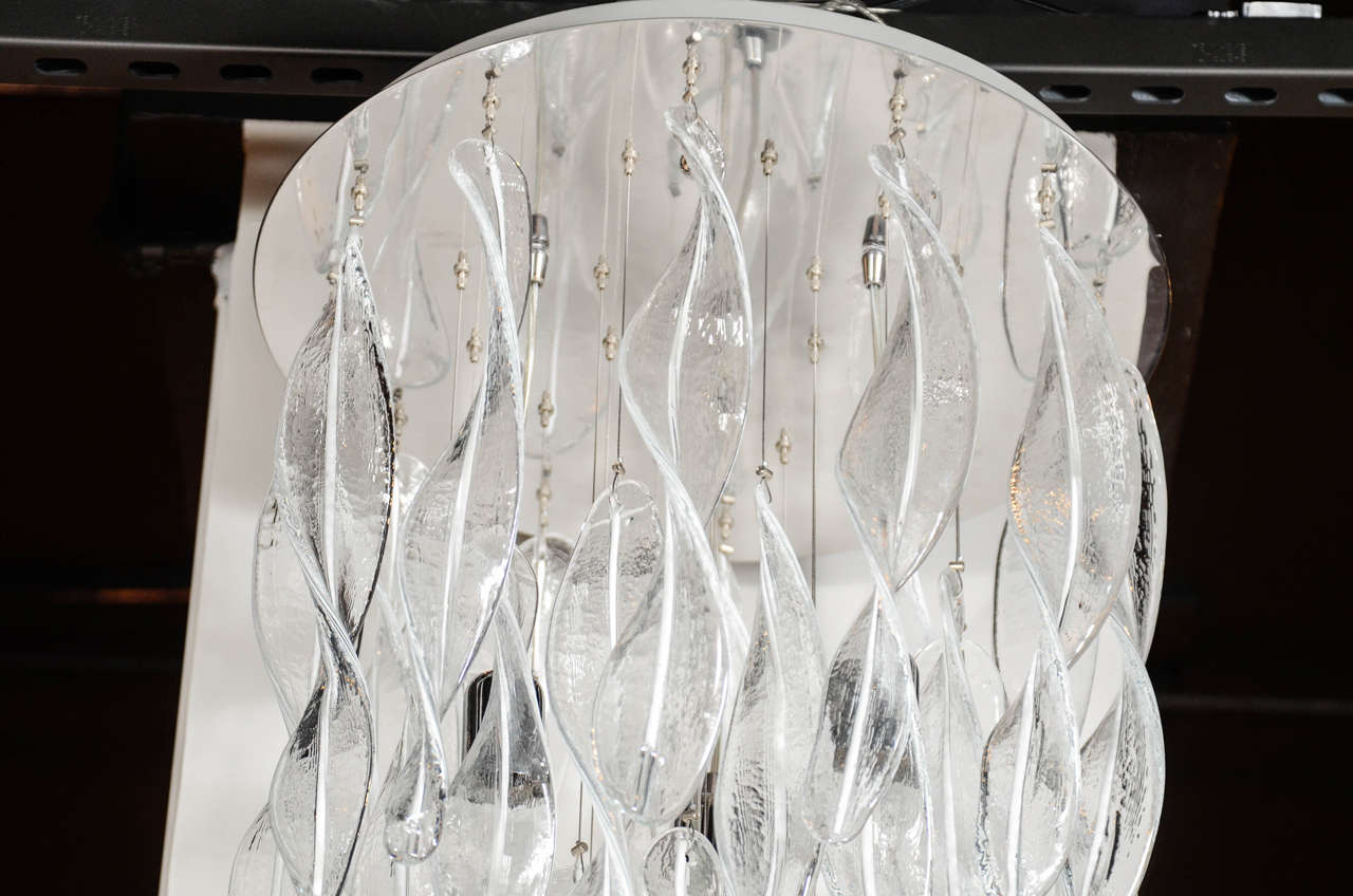 Italian Handblown Murano Glass Vortex Chandelier In Excellent Condition In New York, NY