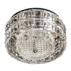 Sophisticated MId-Century Cut Crystal Flush Mount Chandelier by Carl Fagerlund