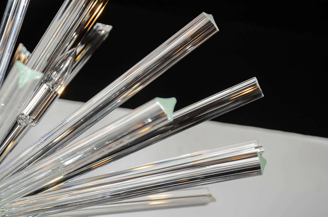 Mid-Century Modern Monumental Murano Glass Triedre Crystal Sputnik Chandelier For Sale