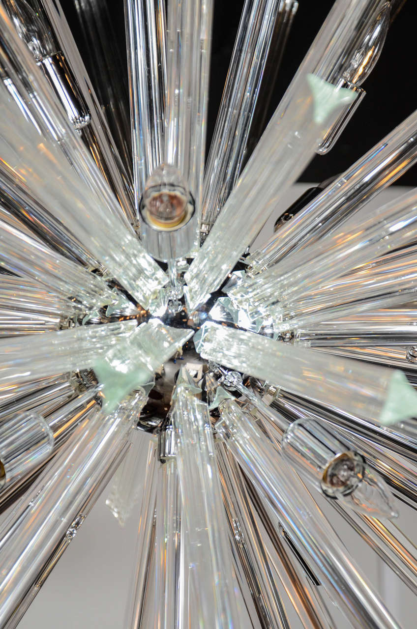 Monumental Murano Glass Triedre Crystal Sputnik Chandelier In Excellent Condition For Sale In New York, NY