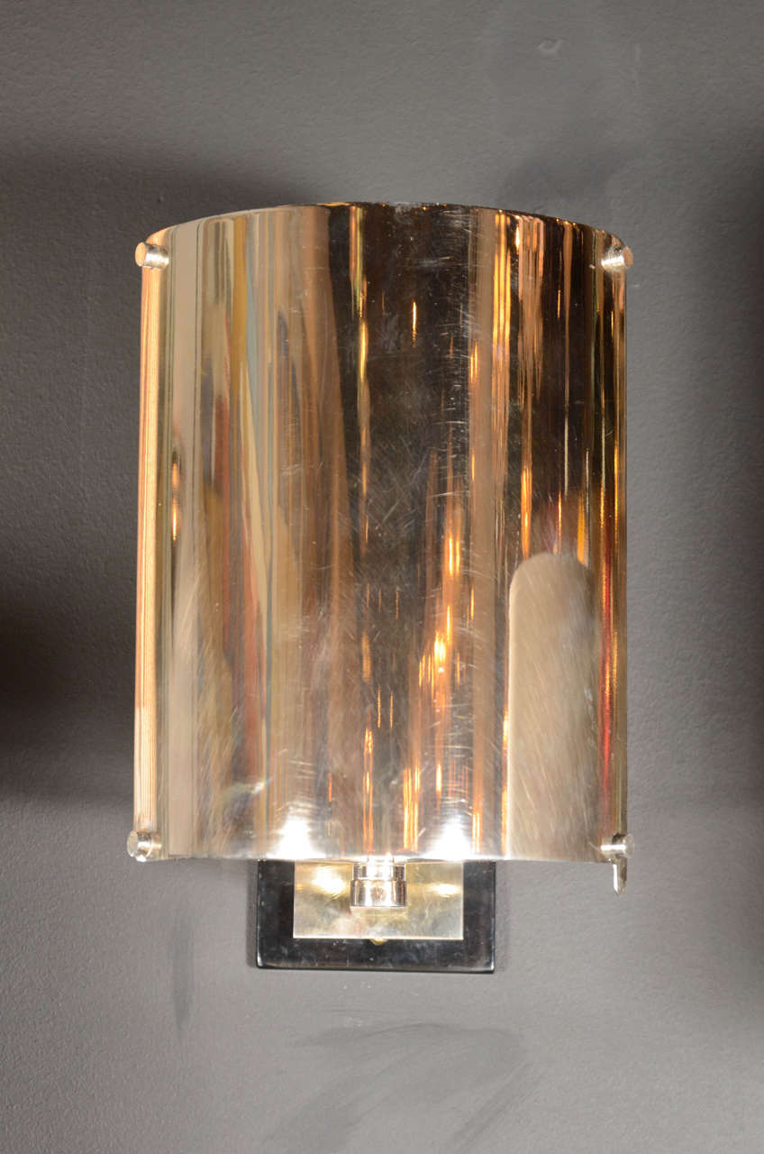 Sophisticated Pair of Mid-Century Pivoting Brass Sconces