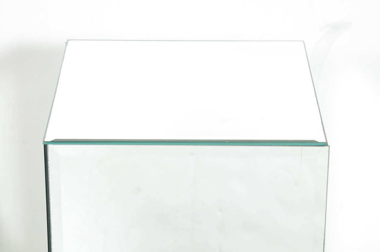 20th Century Modernist Hand Beveled Mirrored Pedestal