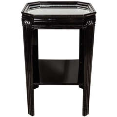 Art Deco Streamlined Two Tiered Occasional Table with Mirrored Top