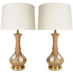 Pair of Mid -Century Modernist Sculptural Ceramic Tear Drop Lamps 9