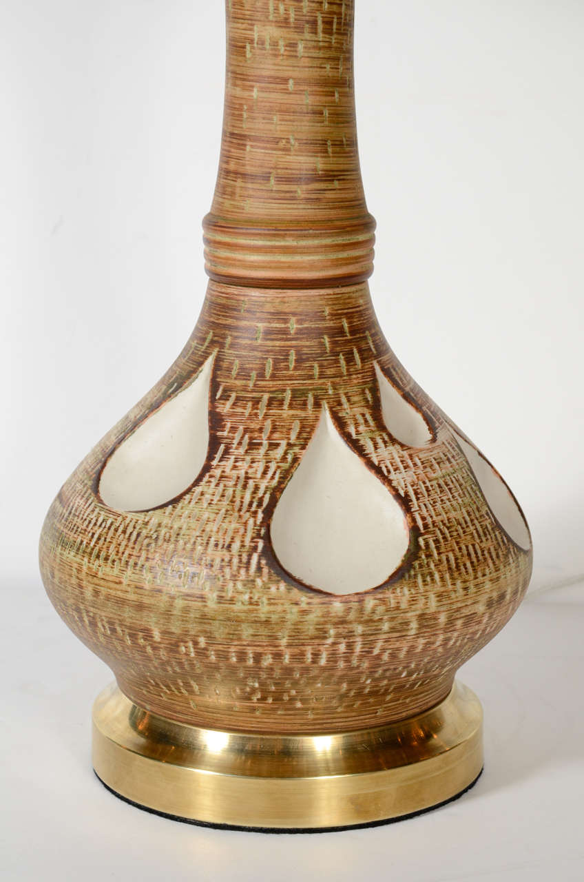 American Pair of Mid-Century Modern Sculptural Ceramic Tear Drop Lamps