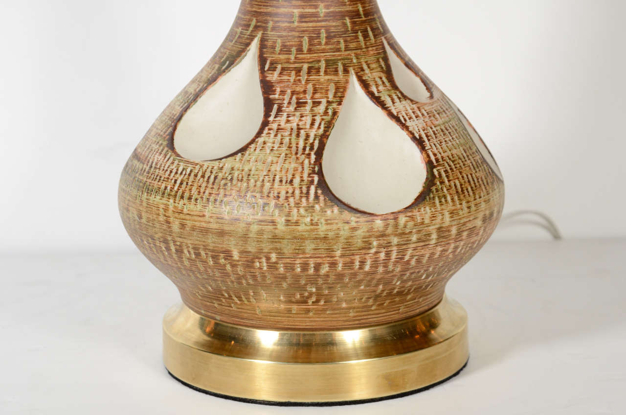 Mid-20th Century Pair of Mid-Century Modern Sculptural Ceramic Tear Drop Lamps