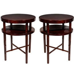 Pair of Streamlined  Art Deco Occasional/Side Tables in Fine Mahogany