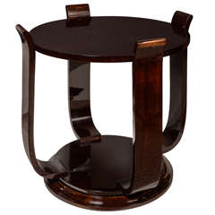 Exquisite Art Deco Gueridontable In Book Matched Mahogany W/ Scroll Supports