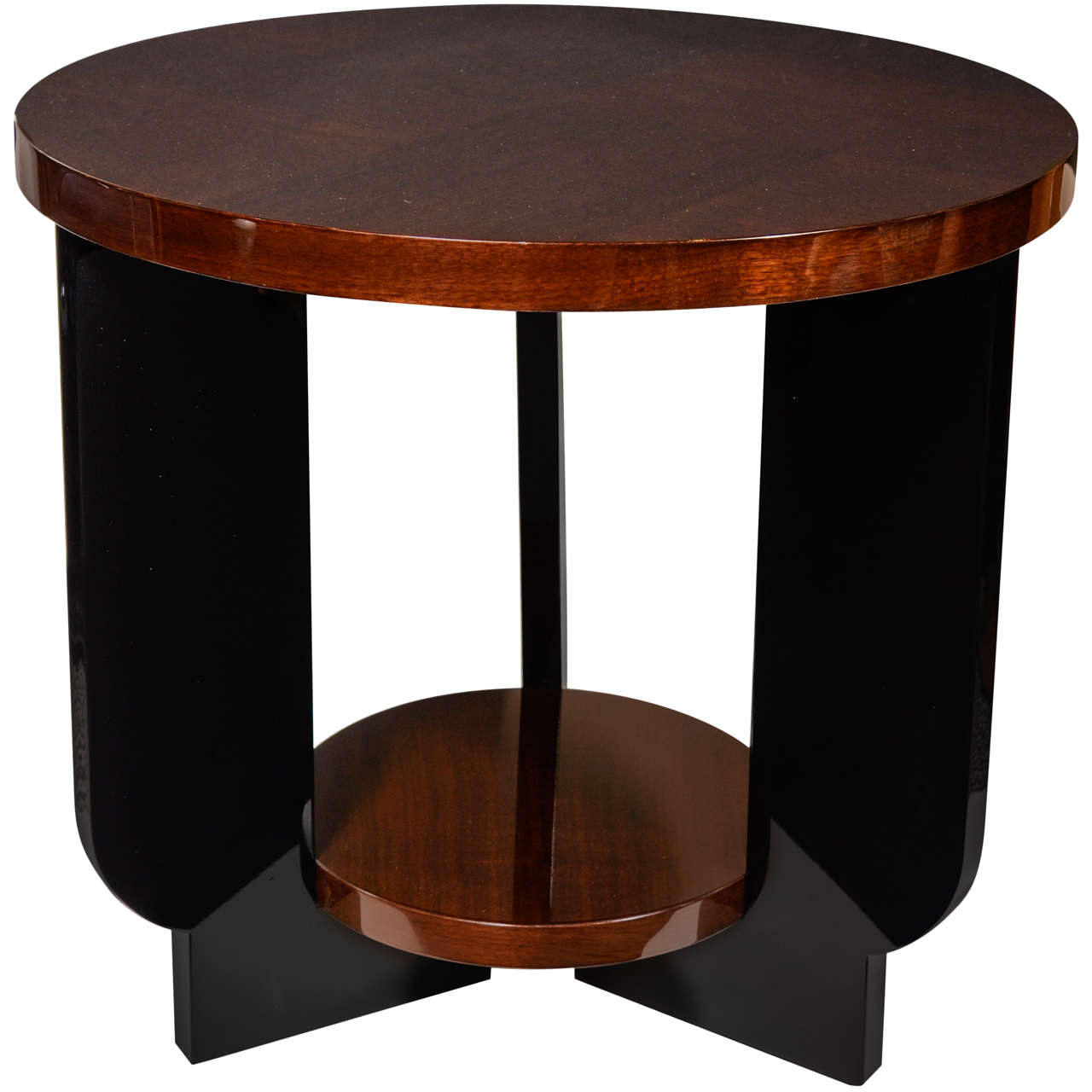 Art Deco Two Tiered Occasional Table with Inlaid Book Matched Mahogany ...