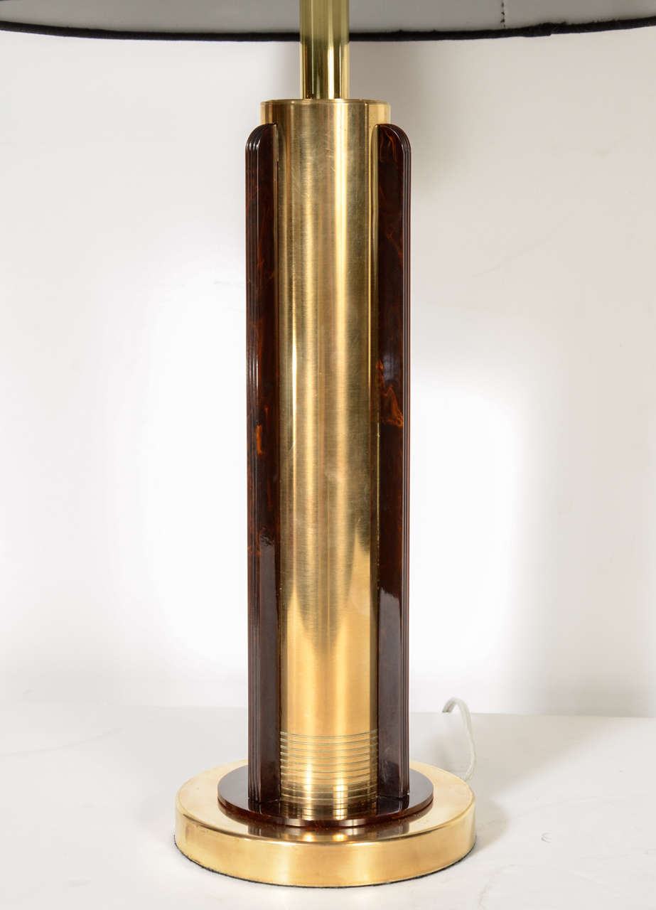 Pair of Art Deco Machine Age Lamps by Chase in Copper with Bakelite