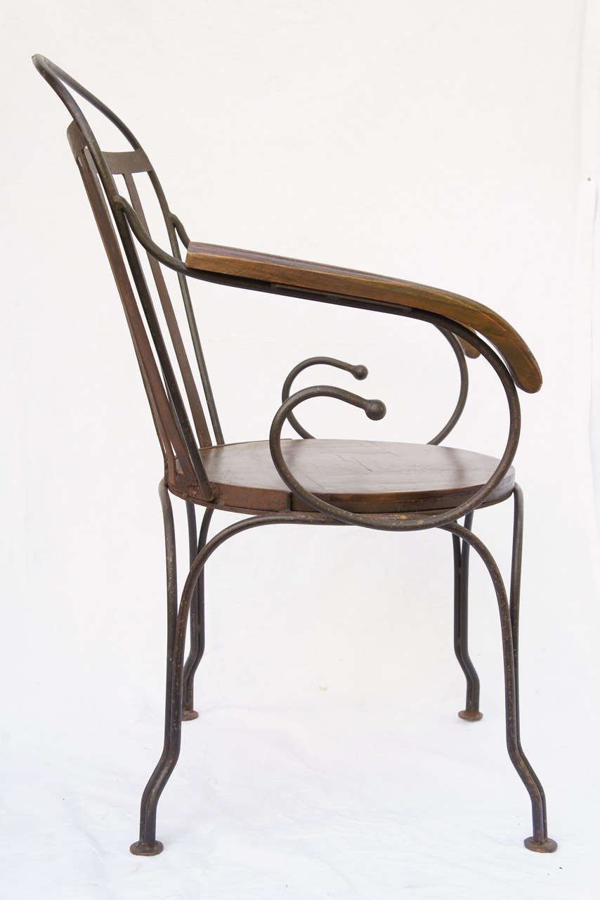 American Craftsman Great pair of antique iron arm chairs For Sale