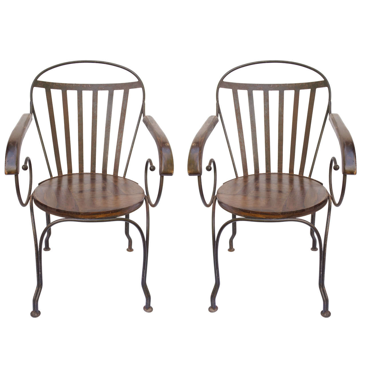 Great pair of antique iron arm chairs For Sale at 1stdibs
