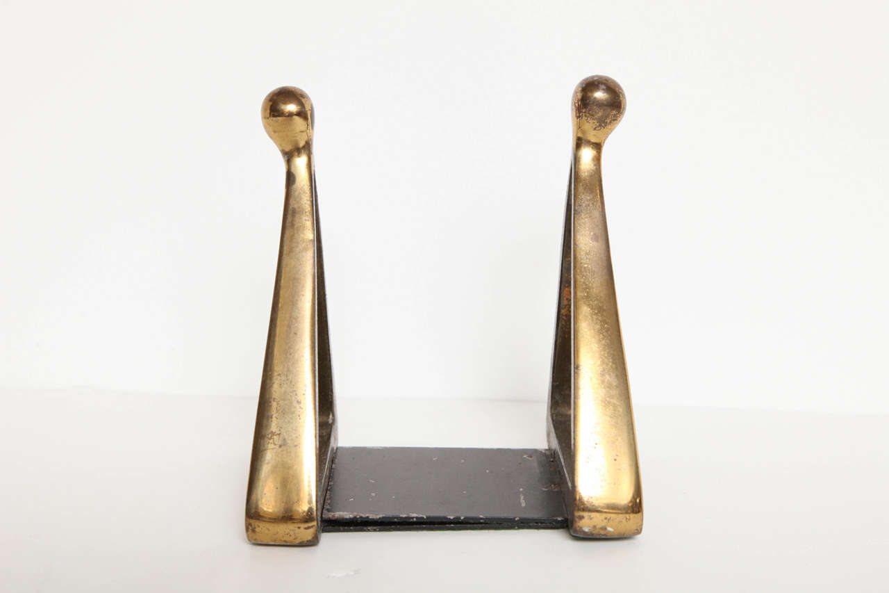 Mid-Century Modern Set of Brass Triangle Bookends