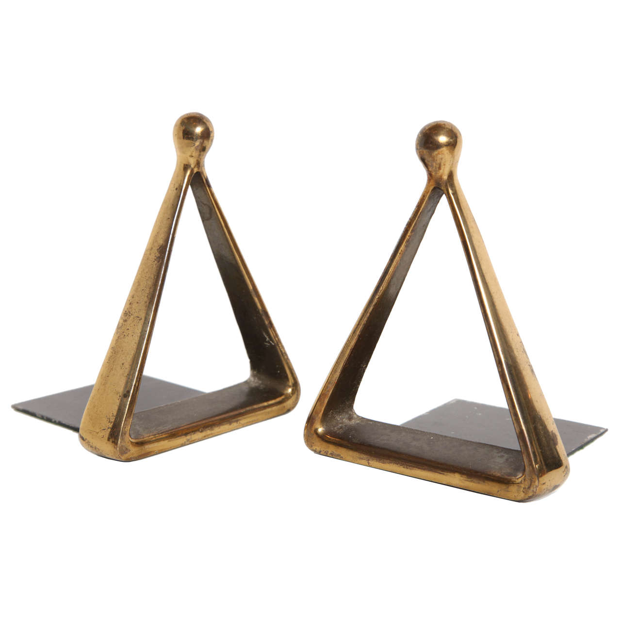 Set of Brass Triangle Bookends