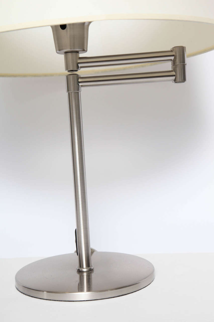 American Nessen style Brushed Metal Swing Arm Desk Lamp For Sale