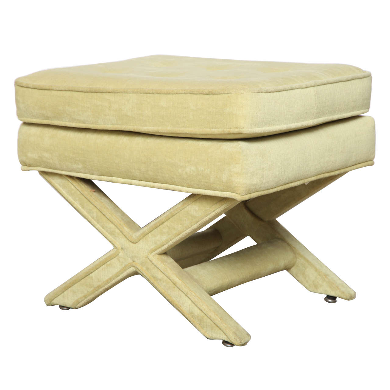 Billy Baldwin X Base Chartreuse Ottoman from Hugh Gaston Estate at