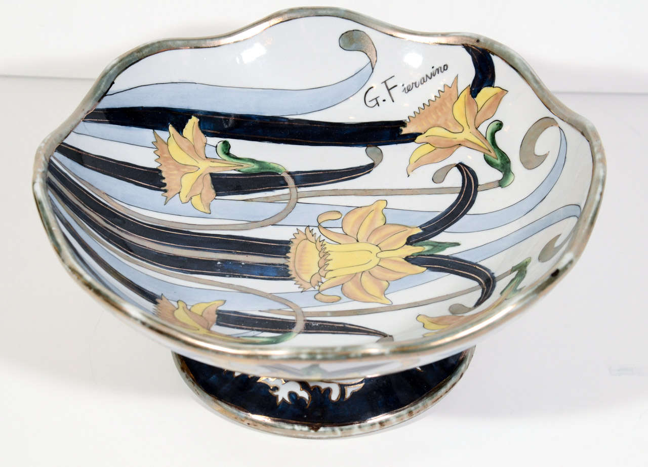 Italian Earthenware Footed Centerpiece Bowl Designed by G. Fieravino 2