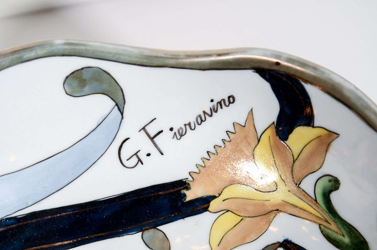 Italian Earthenware Footed Centerpiece Bowl Designed by G. Fieravino 3