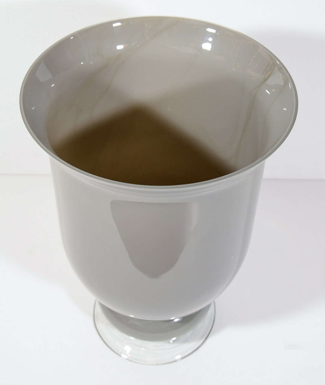 20th Century Pair of Elegant Smoked Grey Murano Glass Urn Vases