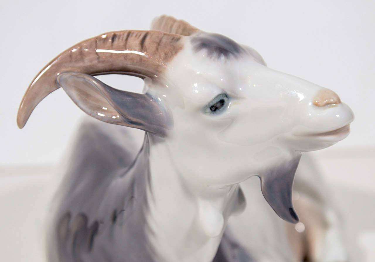 Elegant Porcelain Goat Figurine by C. Thomsen for Royal Copenhagen In Excellent Condition In Fort Lauderdale, FL