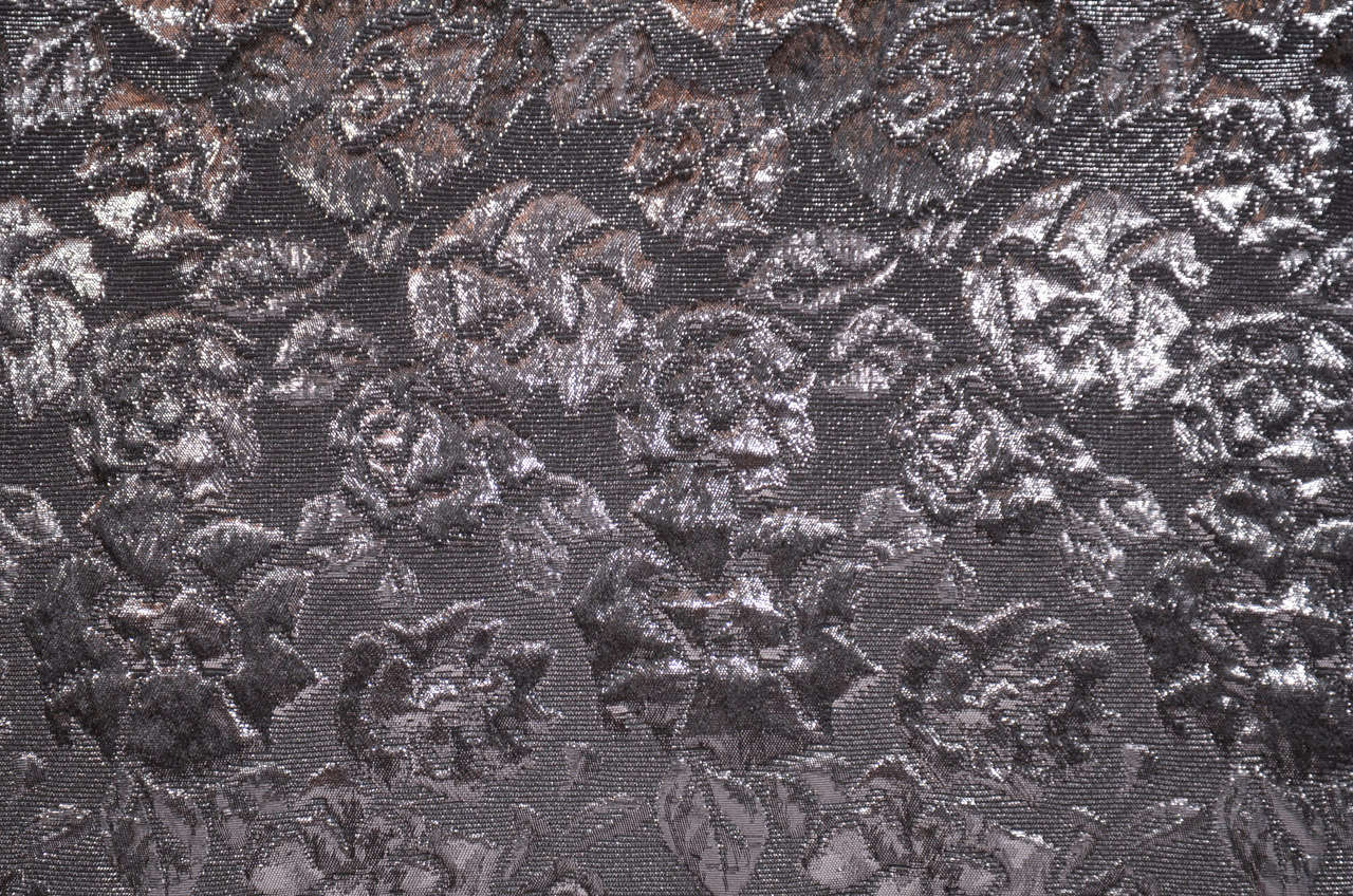 Set of Four Vintage Throw Pillows in Embossed Gunmetal Silk In Excellent Condition In Fort Lauderdale, FL