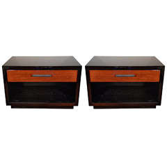 Pair of Art Deco Inspired Low End Tables/Night Stands with Streamline Design 