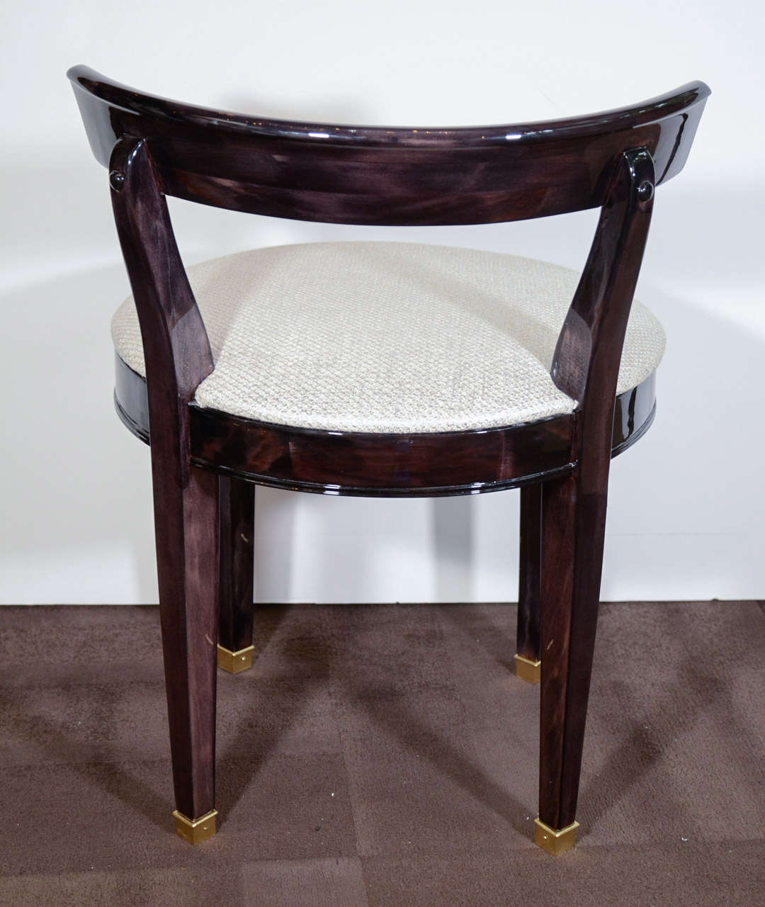 Art Deco Vanity Chair with Low Back Design in Ebonized Walnut In Excellent Condition In Fort Lauderdale, FL