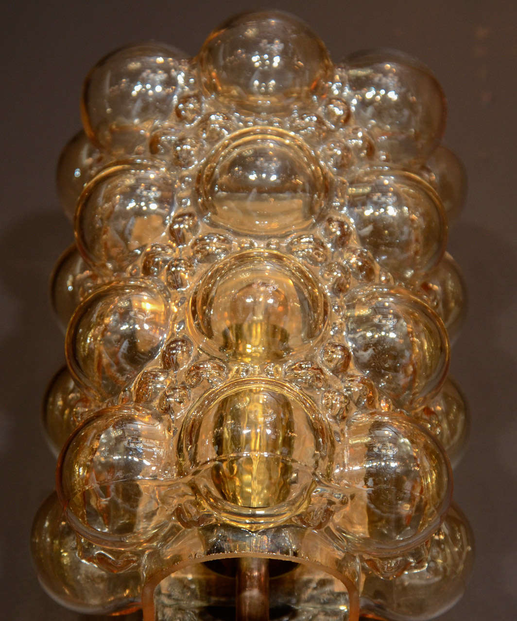 Pair of Modernist Amber Bubble Glass Sconces Designed by Limburg In Excellent Condition In Fort Lauderdale, FL