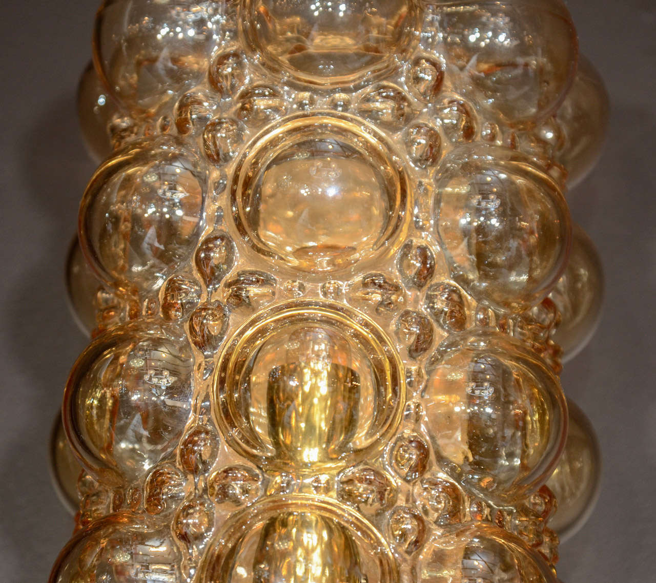 20th Century Pair of Modernist Amber Bubble Glass Sconces Designed by Limburg