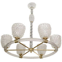 Outstanding Art Deco Murano Chandelier Designed by Barovier & Toso