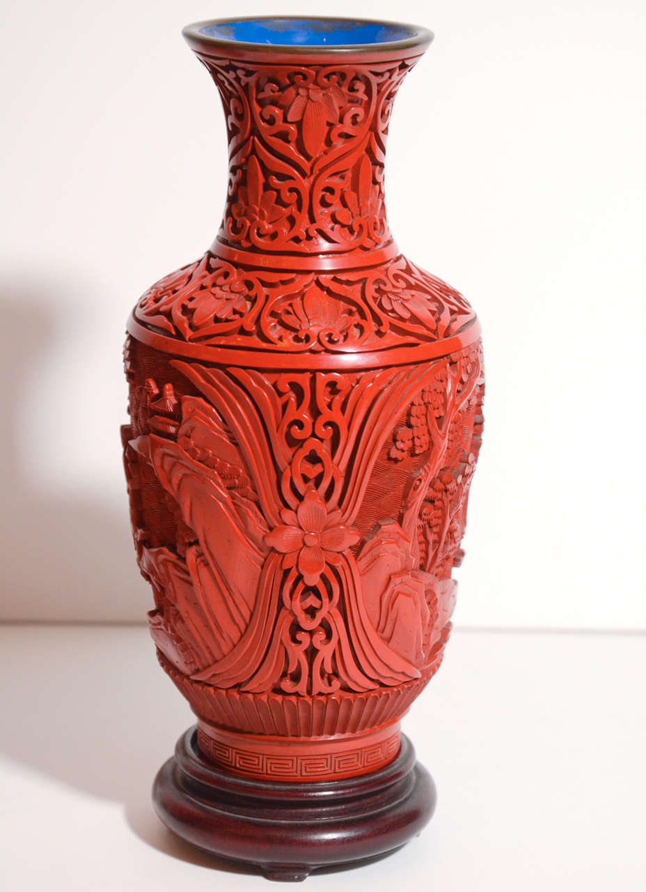 antique chinese cinnabar vase