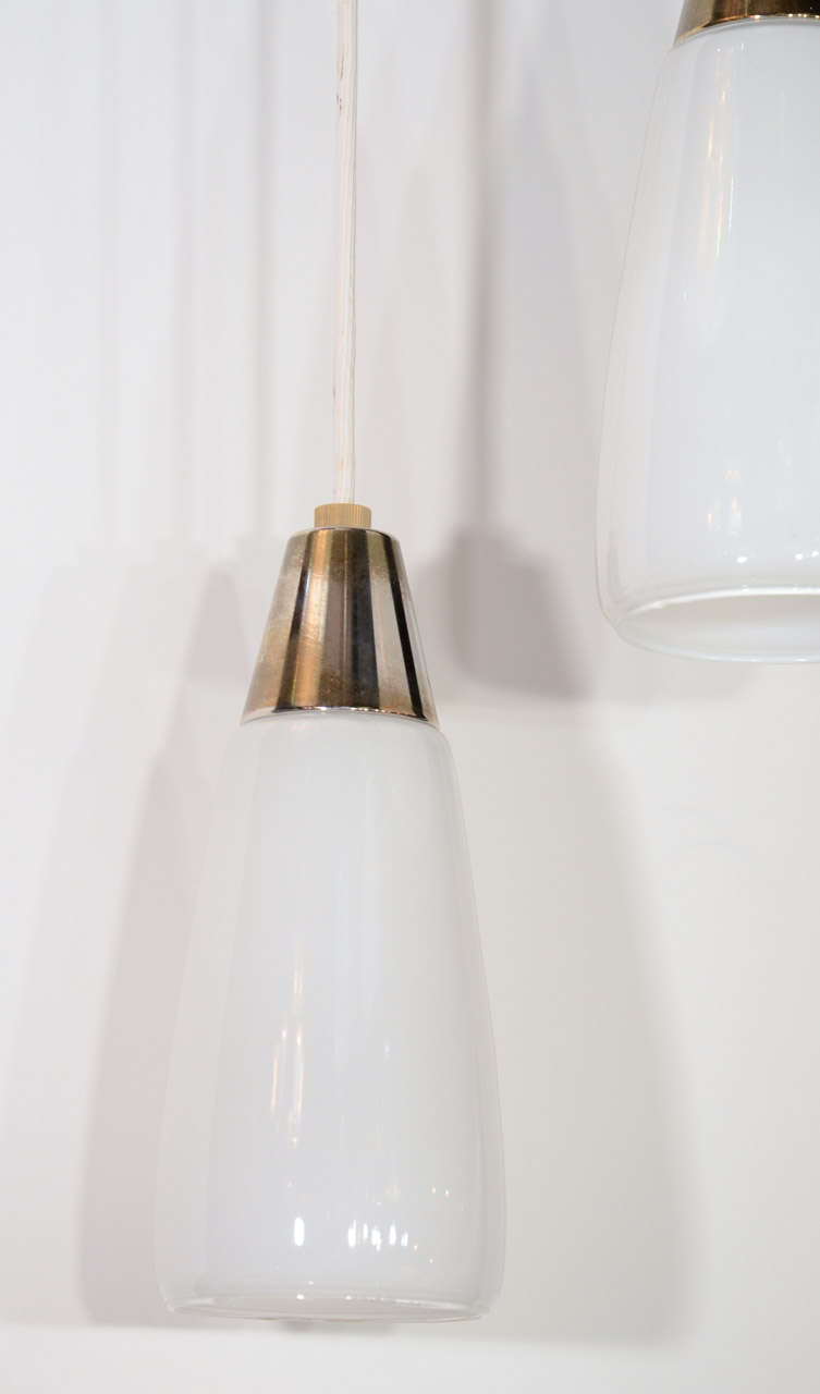 Mid-Century Modern Pair of Danish Modernist Opaline Glass Pendant Lights
