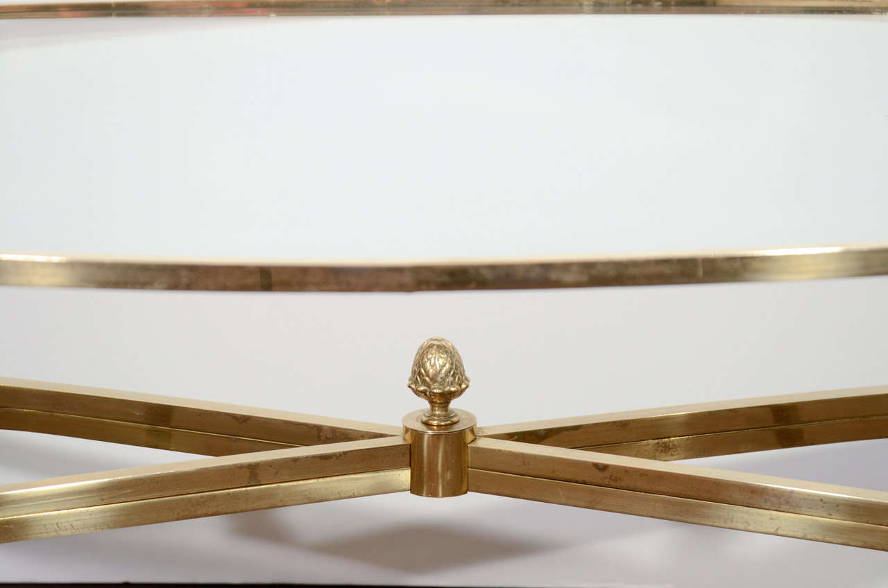 Mid-Century Modern Elegant Brass Cocktail Table with Rams Head Motif in The Manner of Maison Jansen