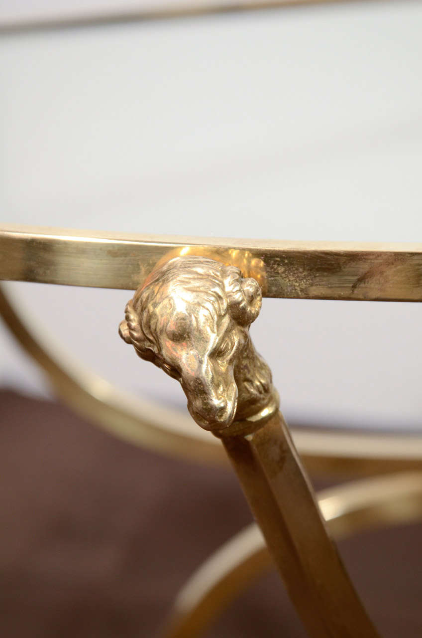 20th Century Elegant Brass Cocktail Table with Rams Head Motif in The Manner of Maison Jansen