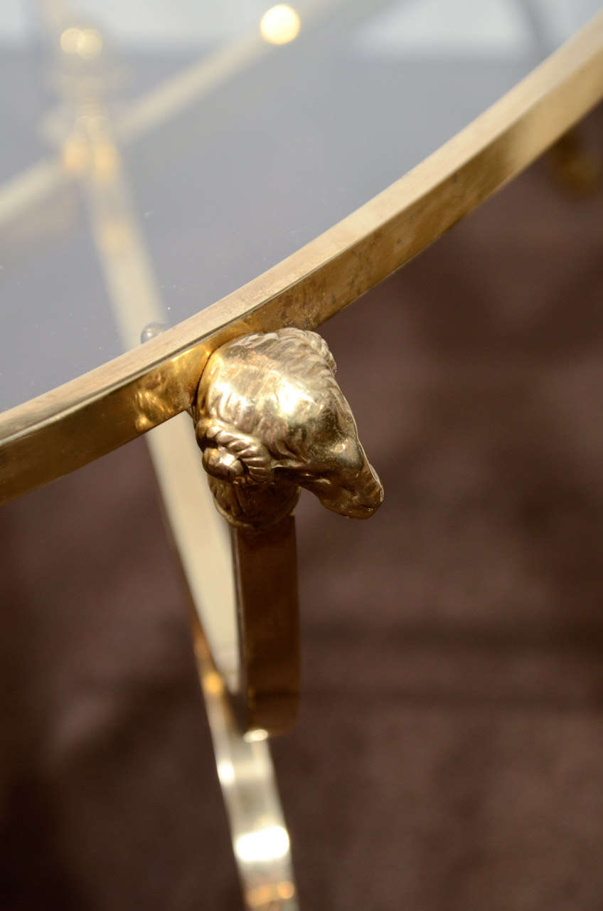Elegant Brass Cocktail Table with Rams Head Motif in The Manner of Maison Jansen 2