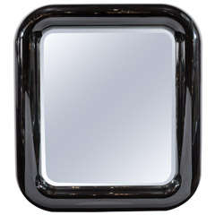 Modernist Mirror with Thickset Curved Borders in the Manner of Karl Springer