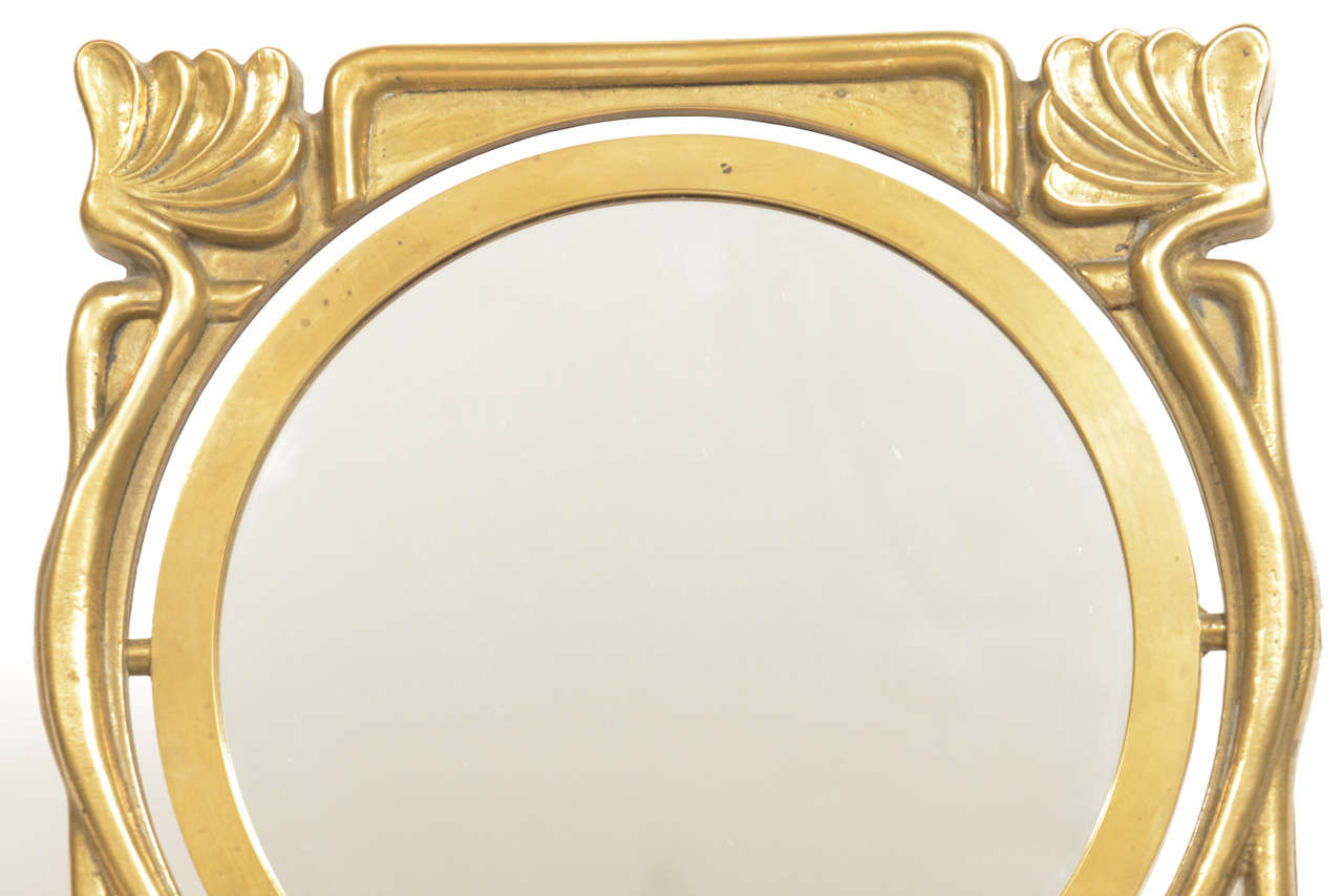 Art Nouveau Vanity Table Top Mirror in Bronze In Good Condition In Fort Lauderdale, FL