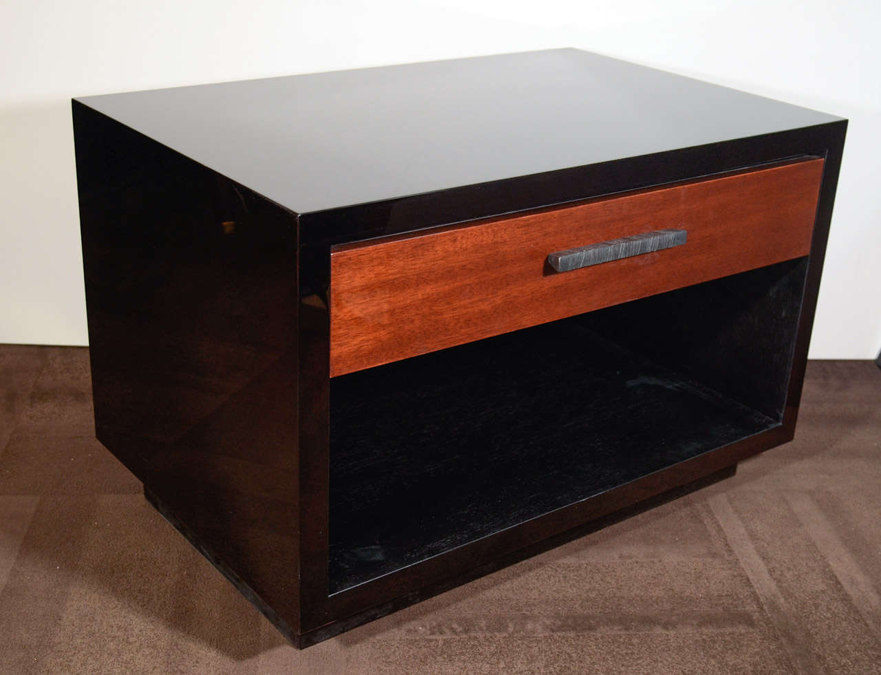 Pair of Art Deco Inspired Low End Tables/Night Stands with Streamline