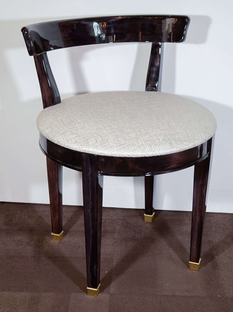 Art Deco Vanity Chair with Low Back Design in Ebonized Walnut at 1stDibs