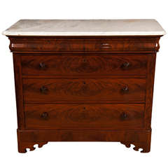 American Empire Mahogany Chest With Marble Top